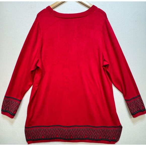 Cj Banks Women's Tunic Pullover Sweater Knit Stretch Size 2X Red Long Sleeve - Picture 2 of 11